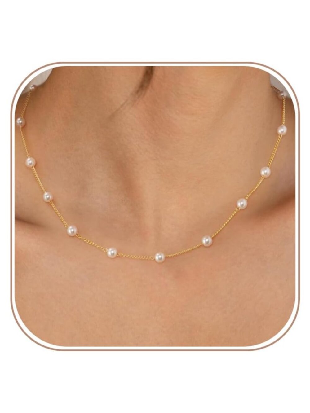 14K Gold Plated Pearl Choker Necklace Adjustable Wedding Bridal